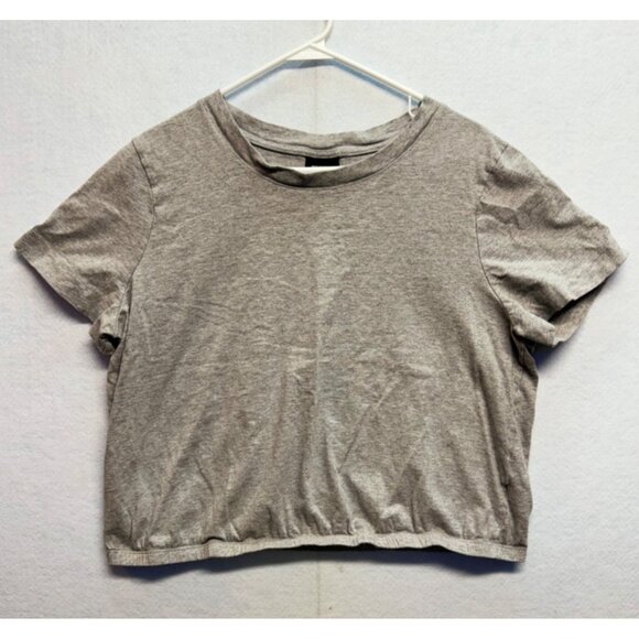 Who What Wear Short Sleeve Elastic Waist Cropped Top Tee Shirt Gray Size XXL - Picture 1 of 8